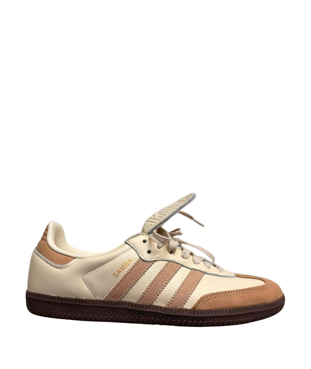 ADIDAS Бежевые кожаные кеды, фото 1