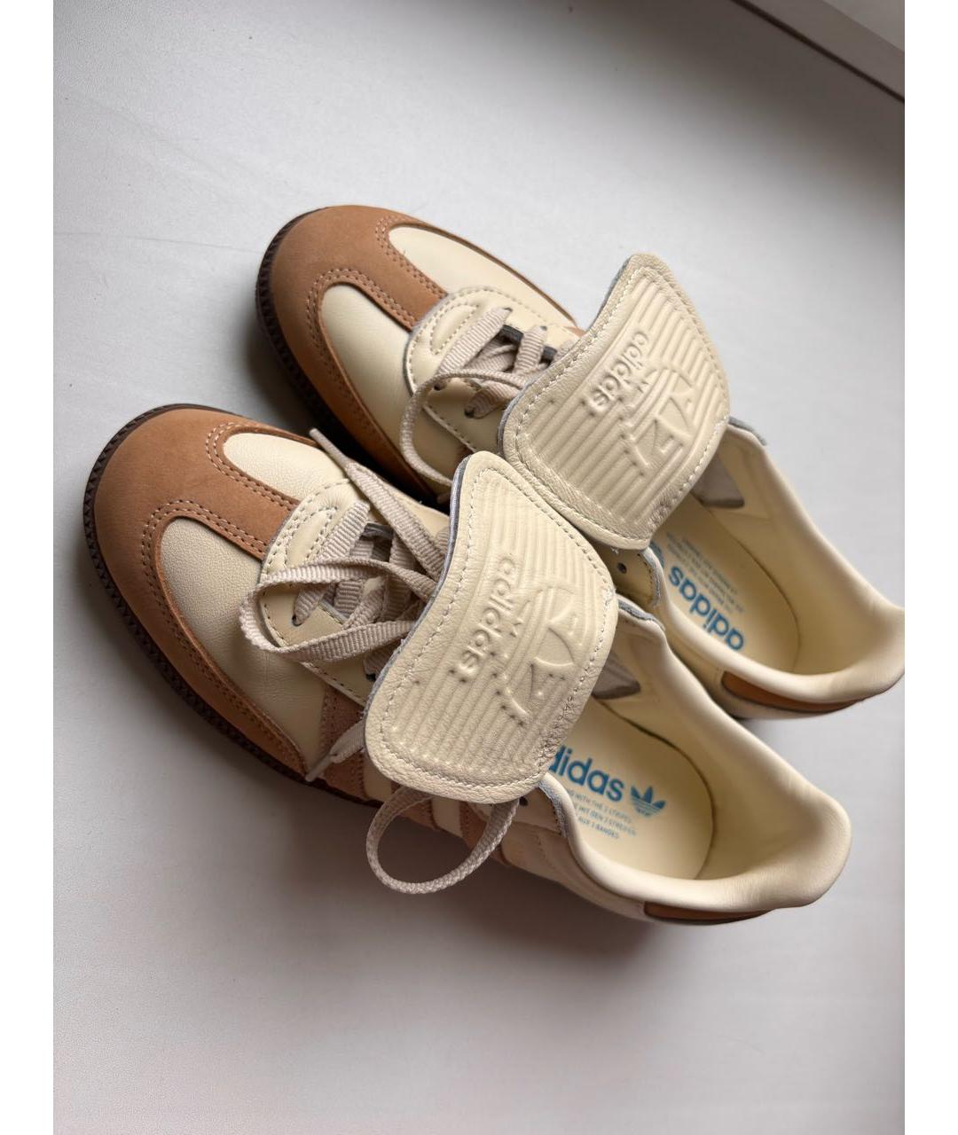 ADIDAS Бежевые кожаные кеды, фото 2