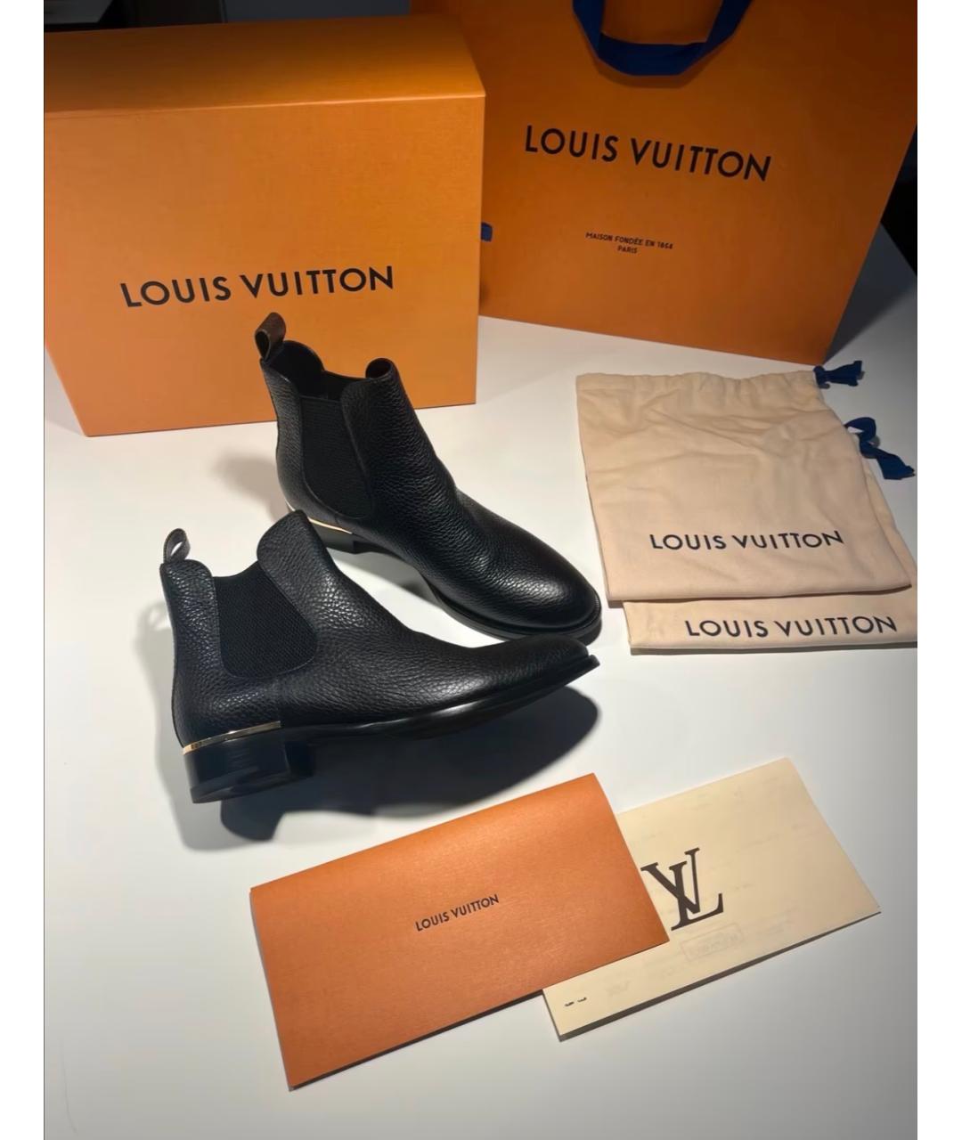 LOUIS VUITTON Черные кожаные ботинки, фото 9