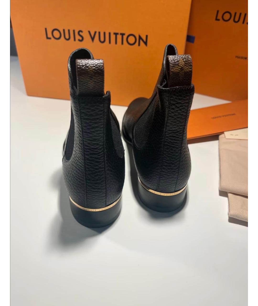 LOUIS VUITTON Черные кожаные ботинки, фото 2