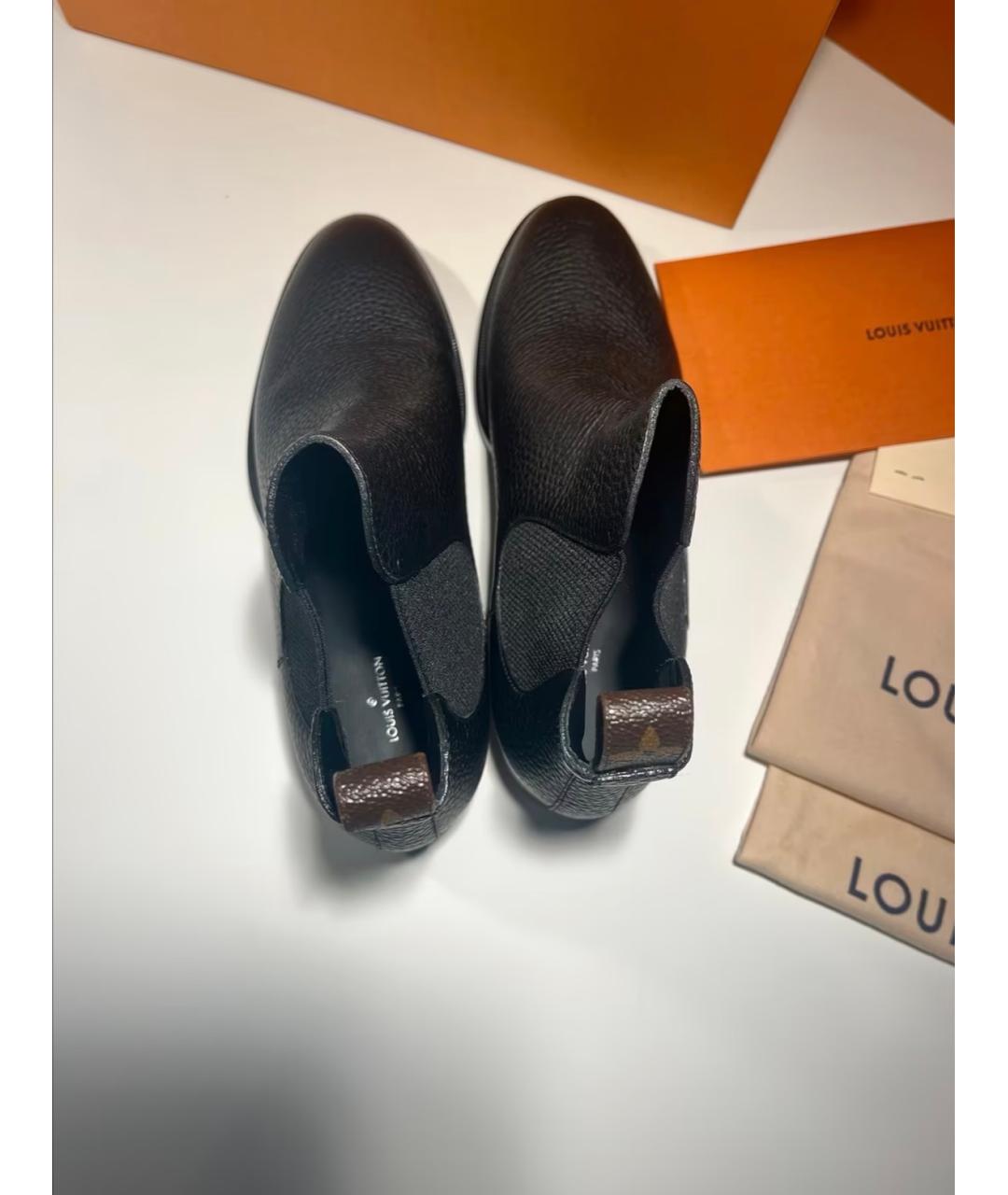 LOUIS VUITTON Черные кожаные ботинки, фото 4