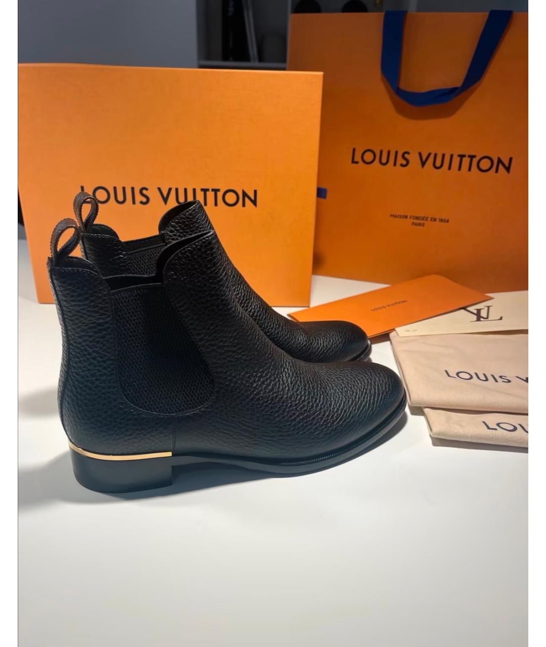 LOUIS VUITTON Черные кожаные ботинки, фото 5