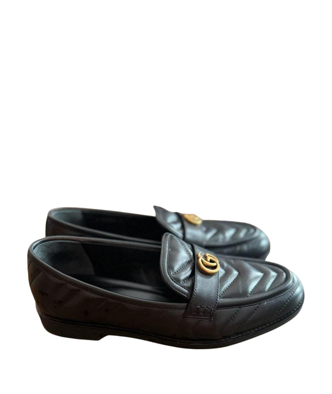 GUCCI Черные кожаные лоферы, фото 1