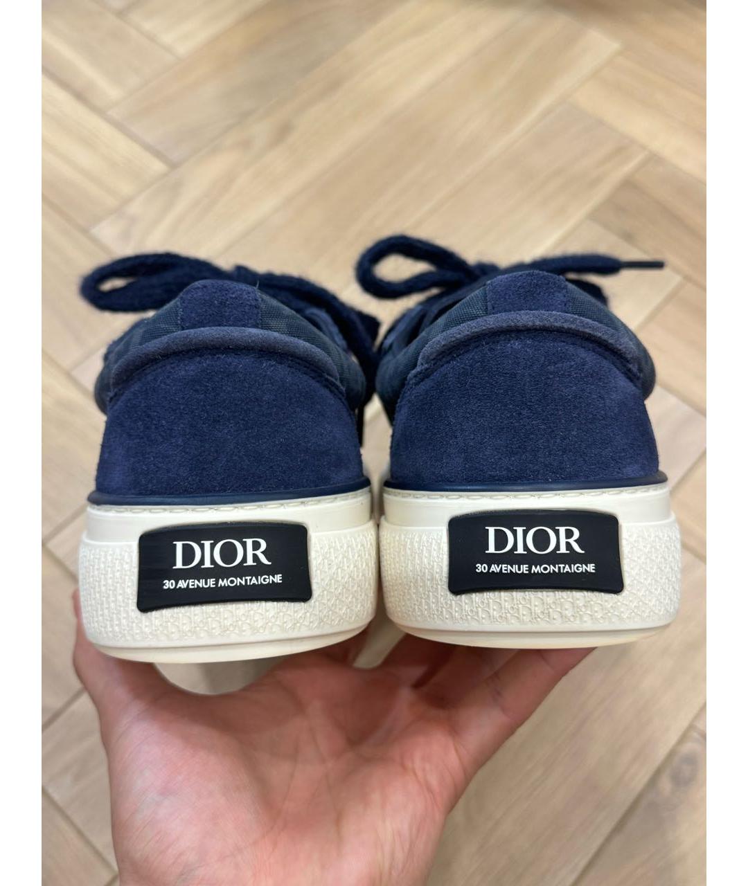 CHRISTIAN DIOR Темно-синие замшевые низкие кроссовки / кеды, фото 4