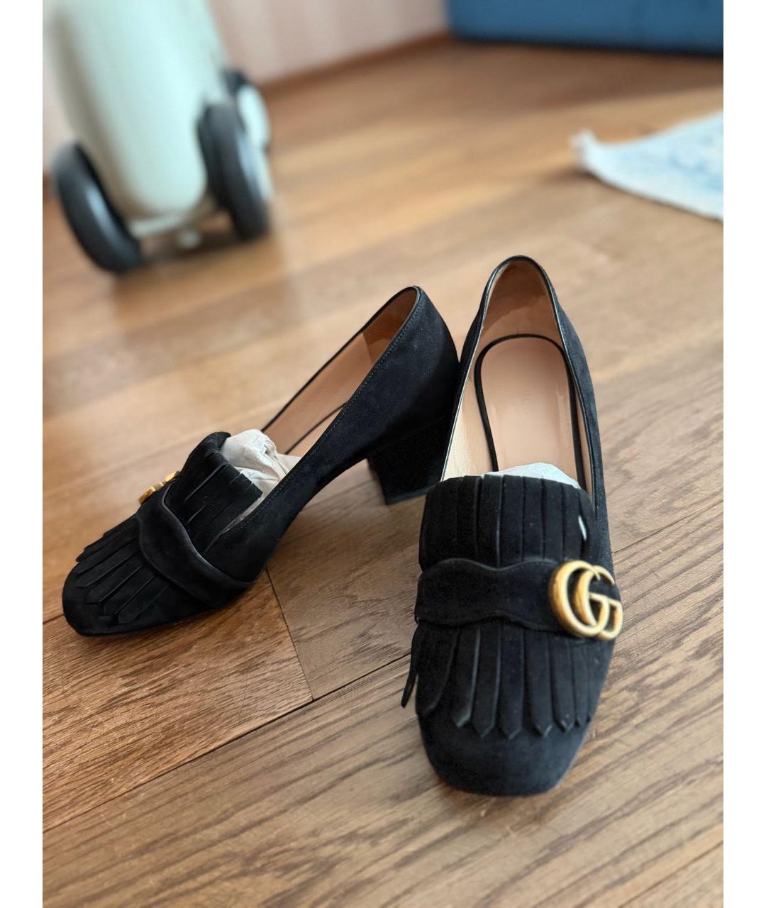 GUCCI Черные замшевые туфли, фото 3
