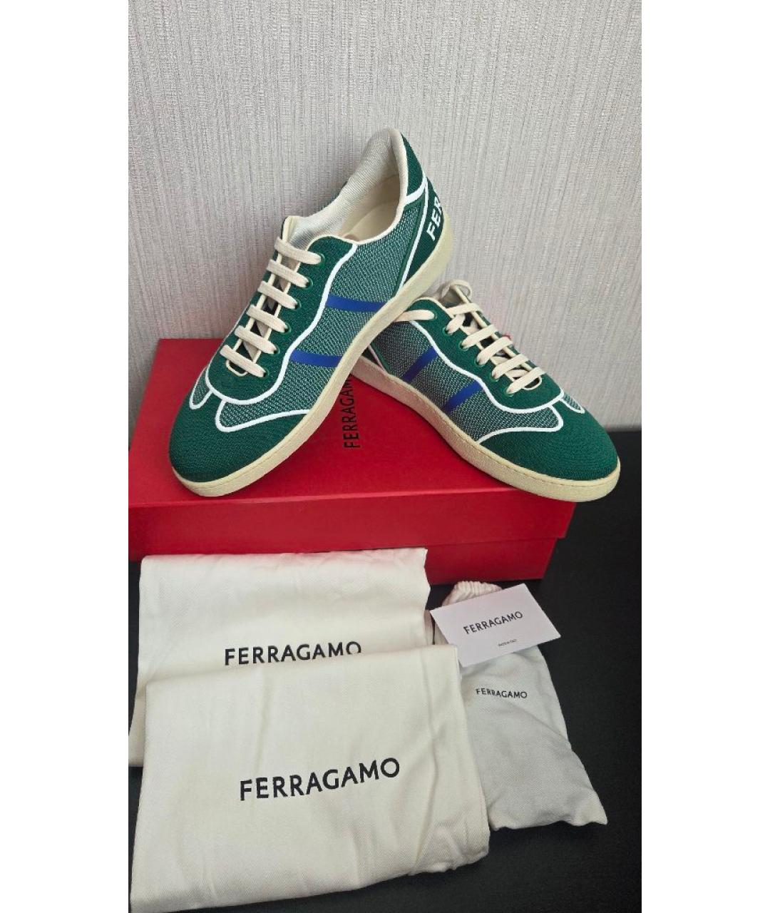 FERRAGAMO Зеленые текстильные низкие кроссовки / кеды, фото 6