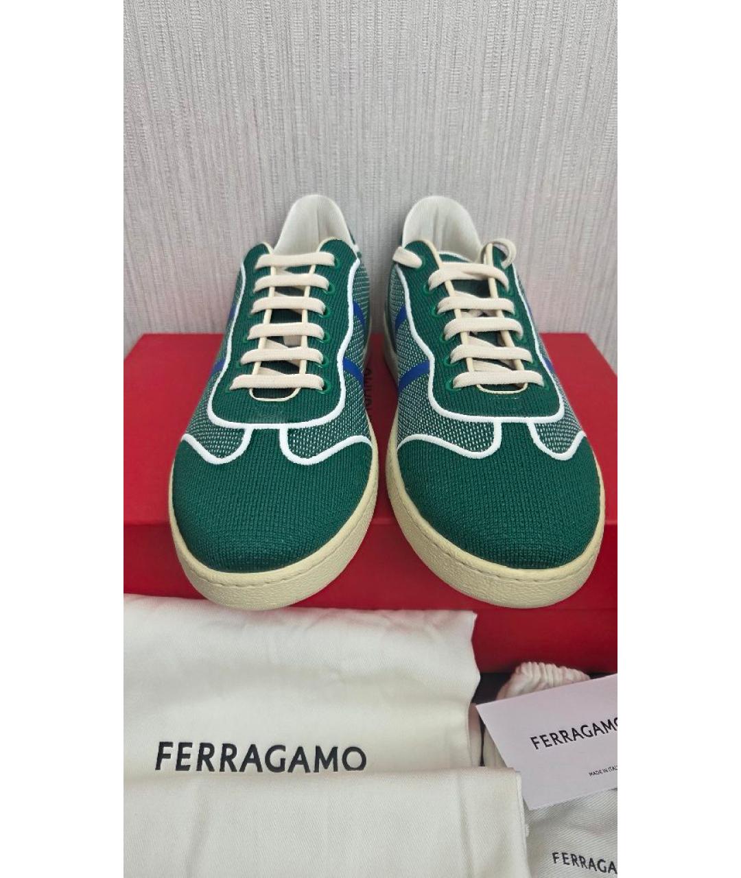 FERRAGAMO Зеленые текстильные низкие кроссовки / кеды, фото 3