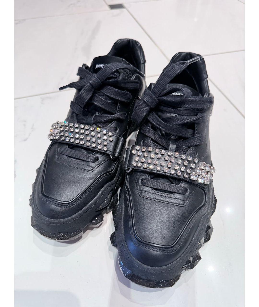 JIMMY CHOO Черные кожаные кроссовки, фото 2