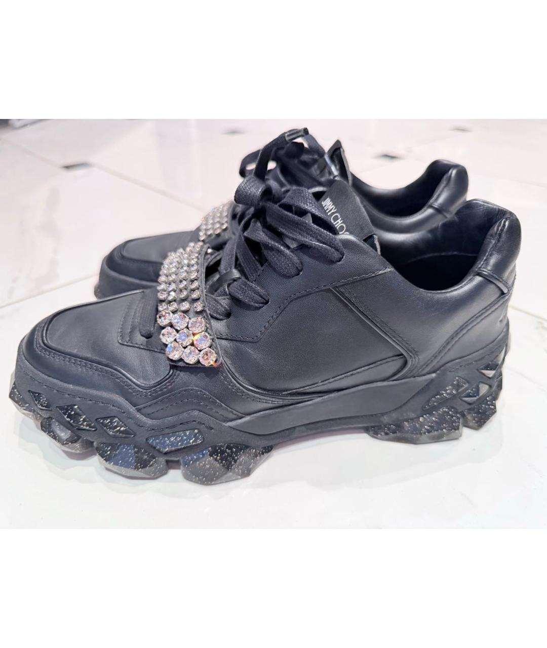 JIMMY CHOO Черные кожаные кроссовки, фото 5