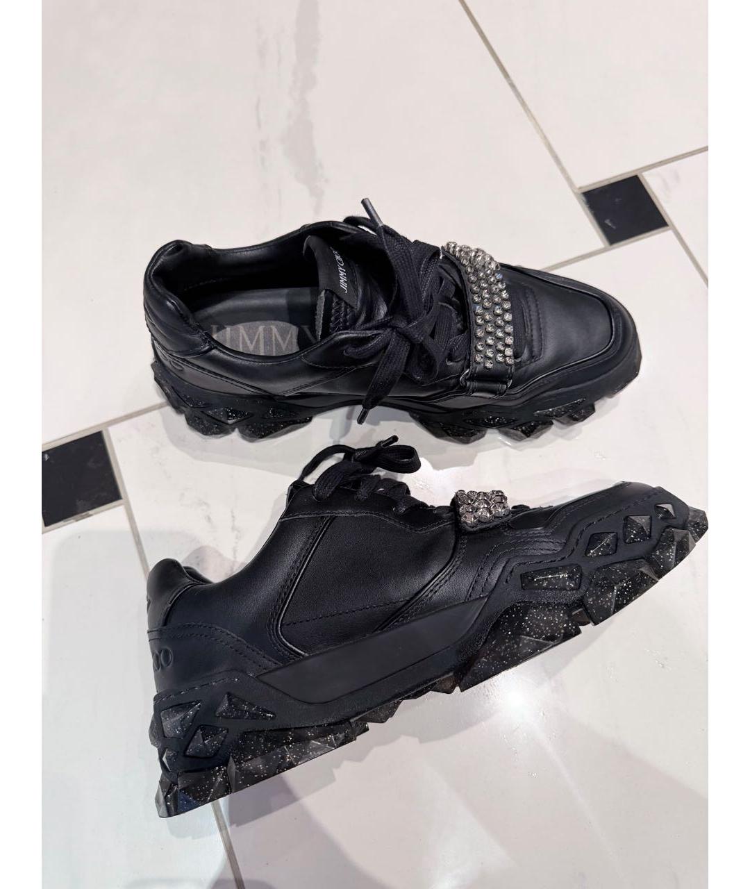 JIMMY CHOO Черные кожаные кроссовки, фото 4