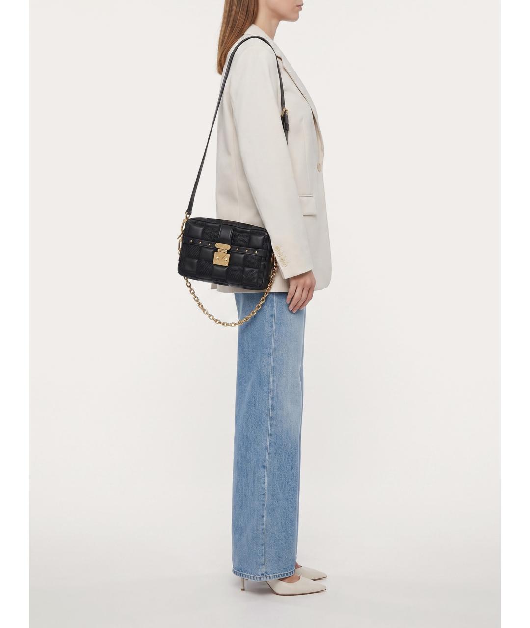 LOUIS VUITTON Черная кожаная сумка через плечо, фото 8