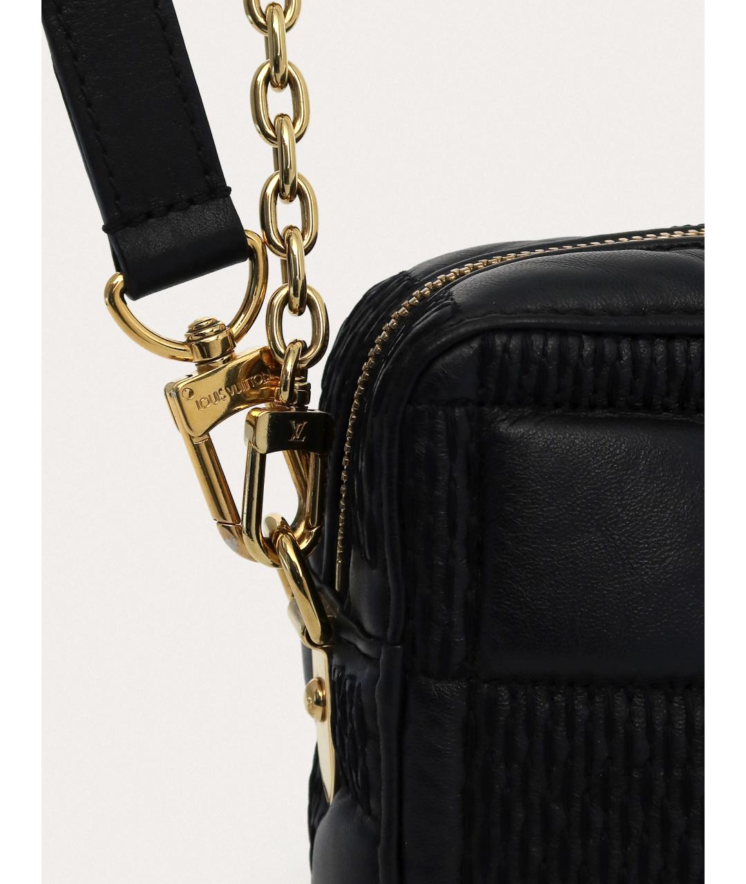 LOUIS VUITTON Черная кожаная сумка через плечо, фото 5