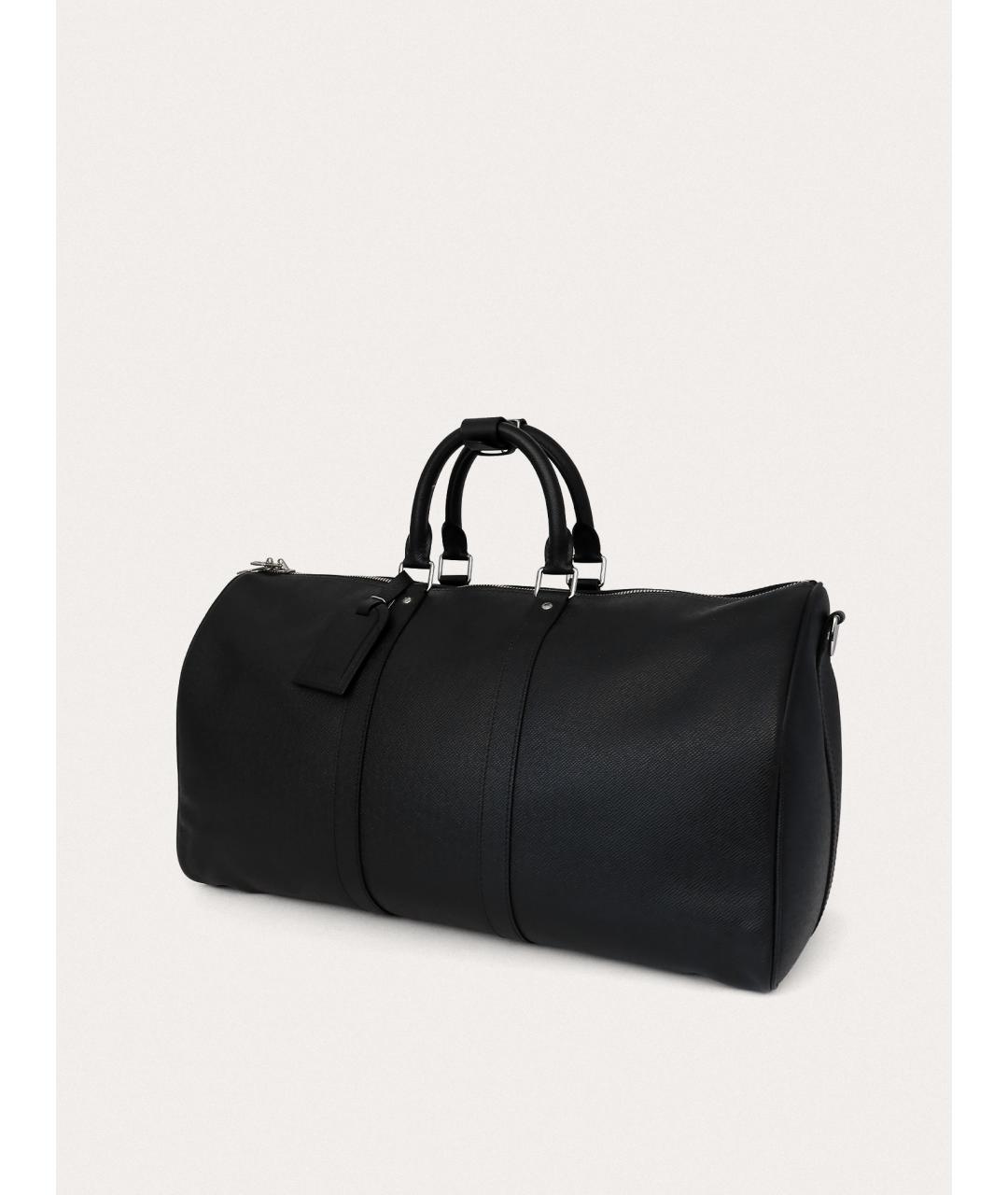 LOUIS VUITTON Черная кожаная дорожная/спортивная сумка, фото 2
