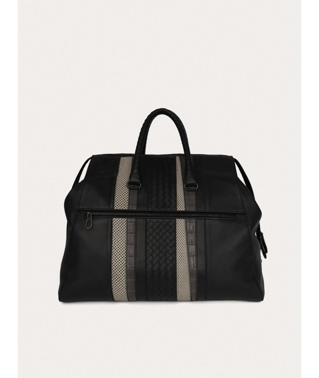 BOTTEGA VENETA Черная кожаная дорожная/спортивная сумка, фото 3