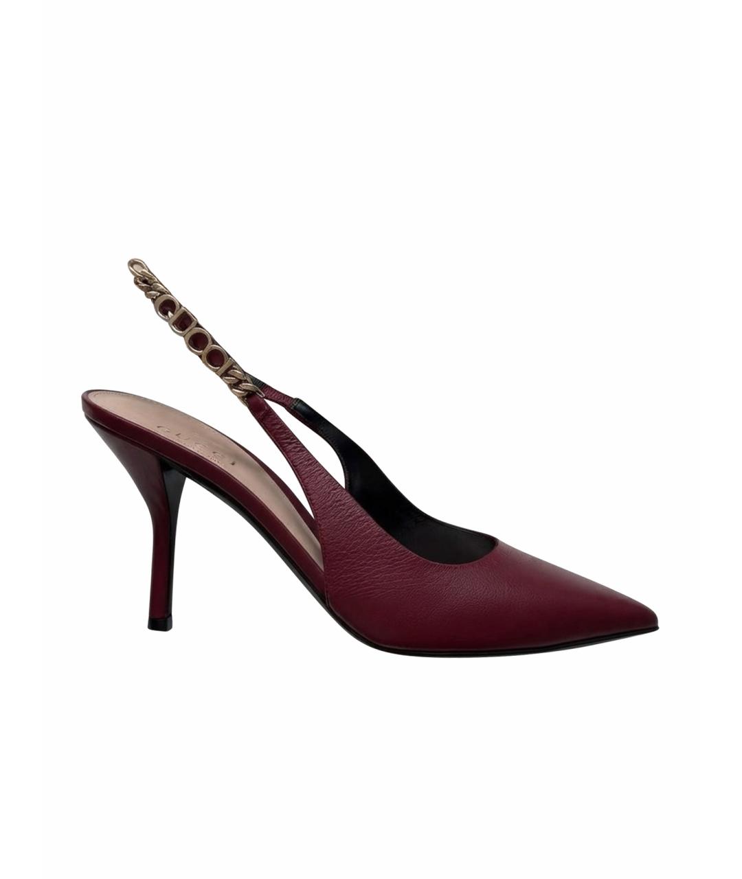 GUCCI Бордовые кожаные туфли, фото 1