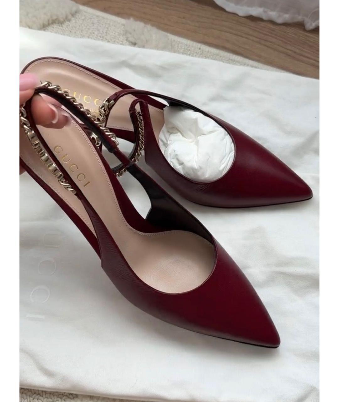 GUCCI Бордовые кожаные туфли, фото 2