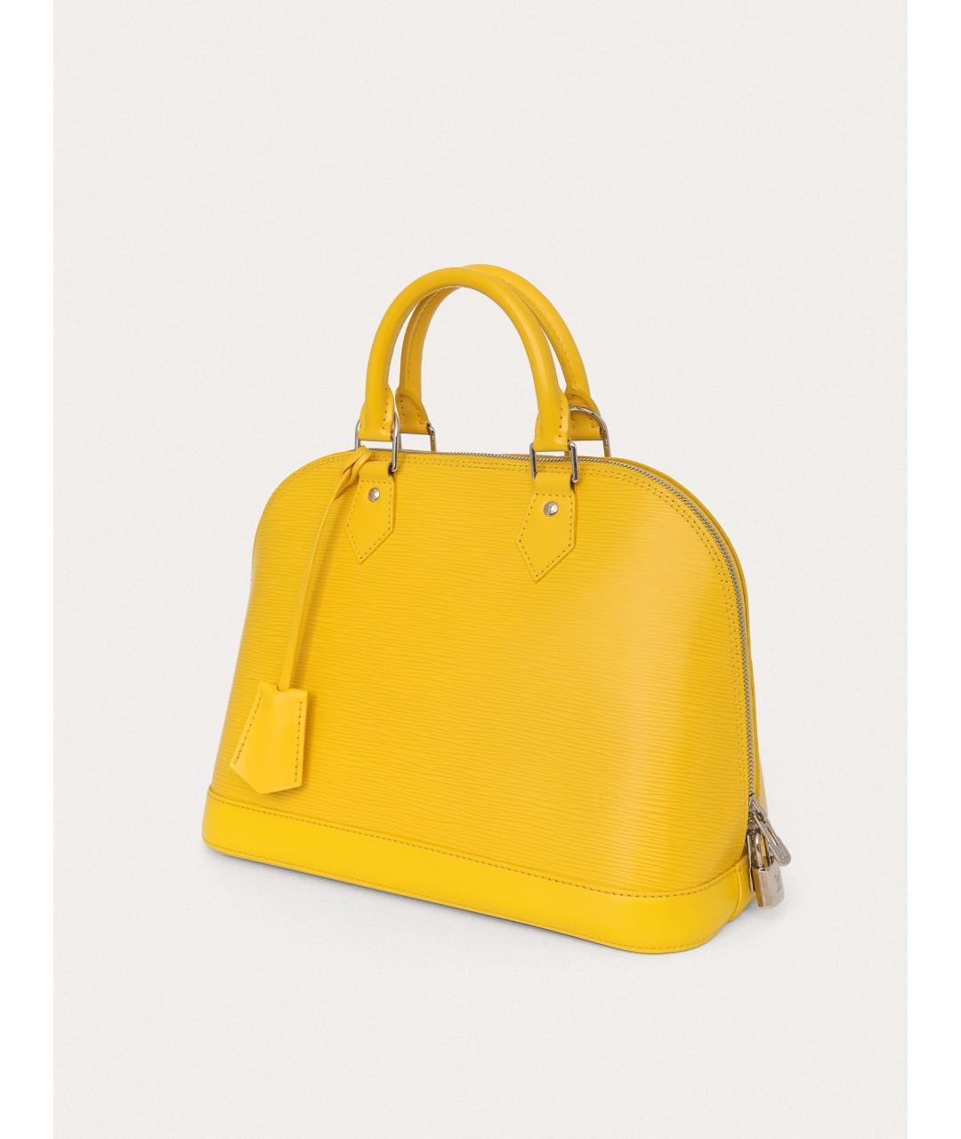 LOUIS VUITTON Желтая кожаная сумка с короткими ручками, фото 2