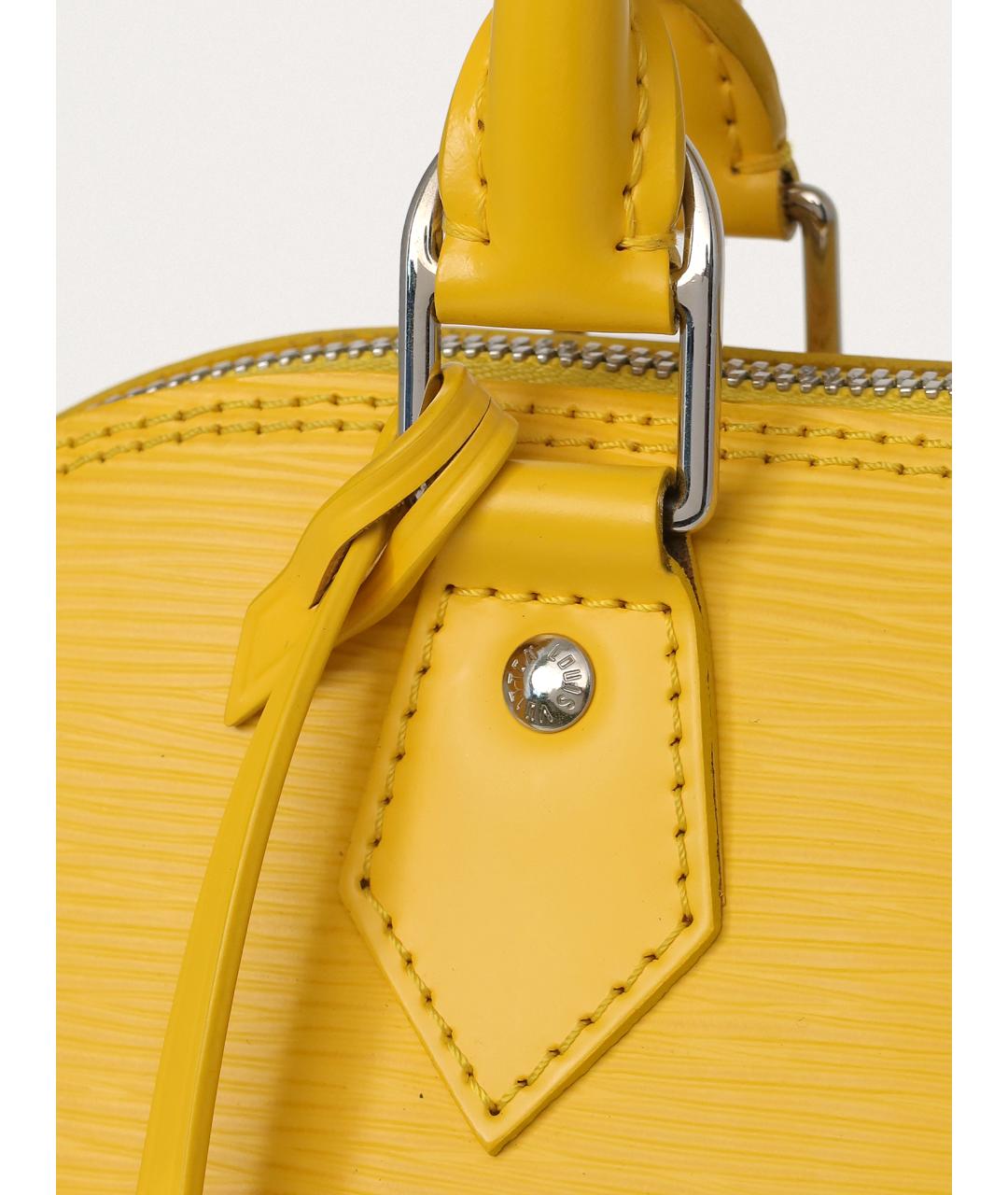 LOUIS VUITTON Желтая кожаная сумка с короткими ручками, фото 7
