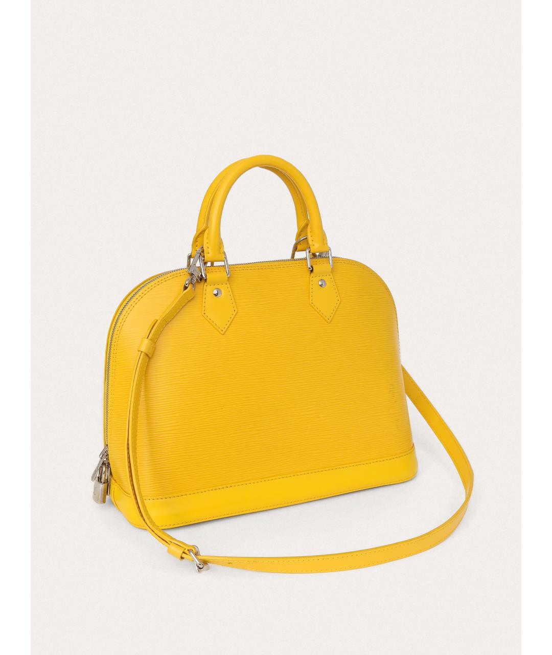 LOUIS VUITTON Желтая кожаная сумка с короткими ручками, фото 3