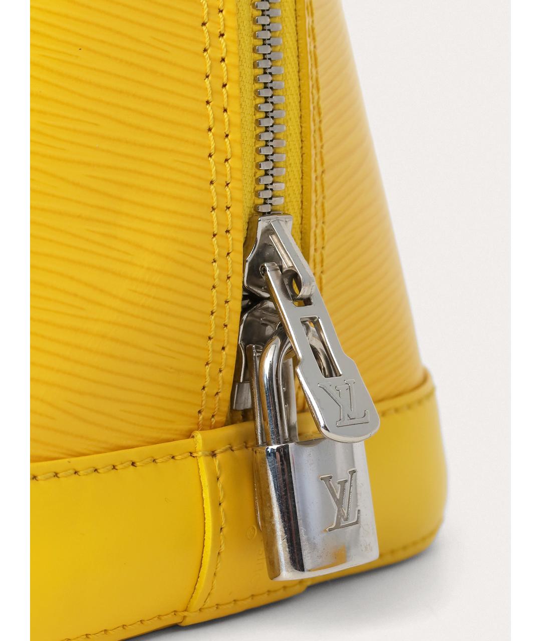 LOUIS VUITTON Желтая кожаная сумка с короткими ручками, фото 6
