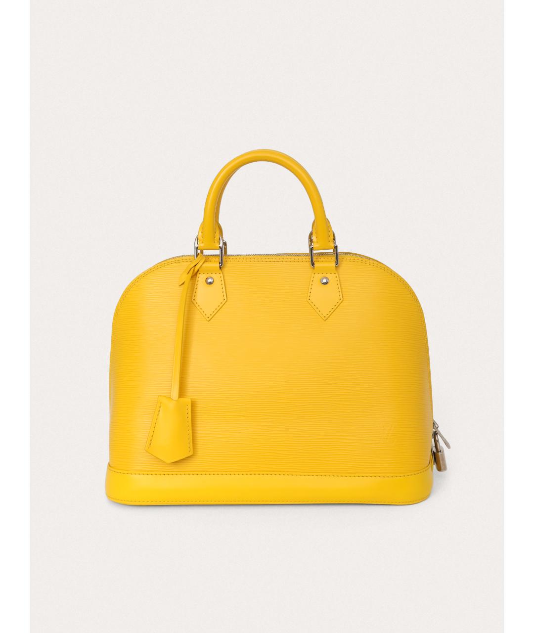 LOUIS VUITTON Желтая кожаная сумка с короткими ручками, фото 9