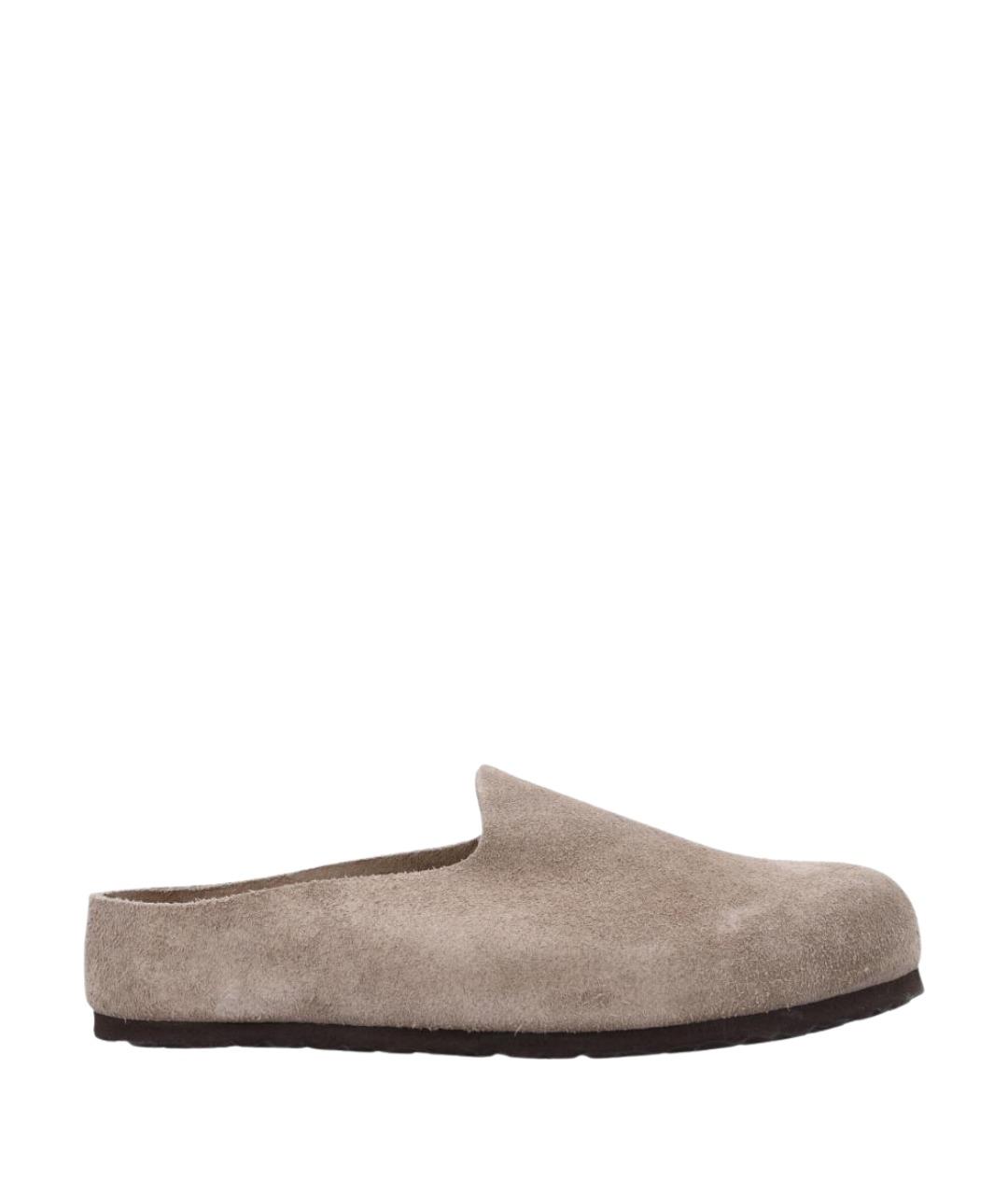 BIRKENSTOCK Бежевые кожаные шлепанцы, фото 1