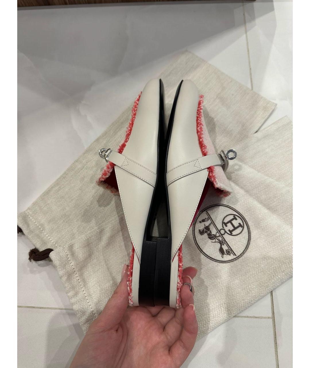 HERMES Розовые кожаные мюли, фото 4