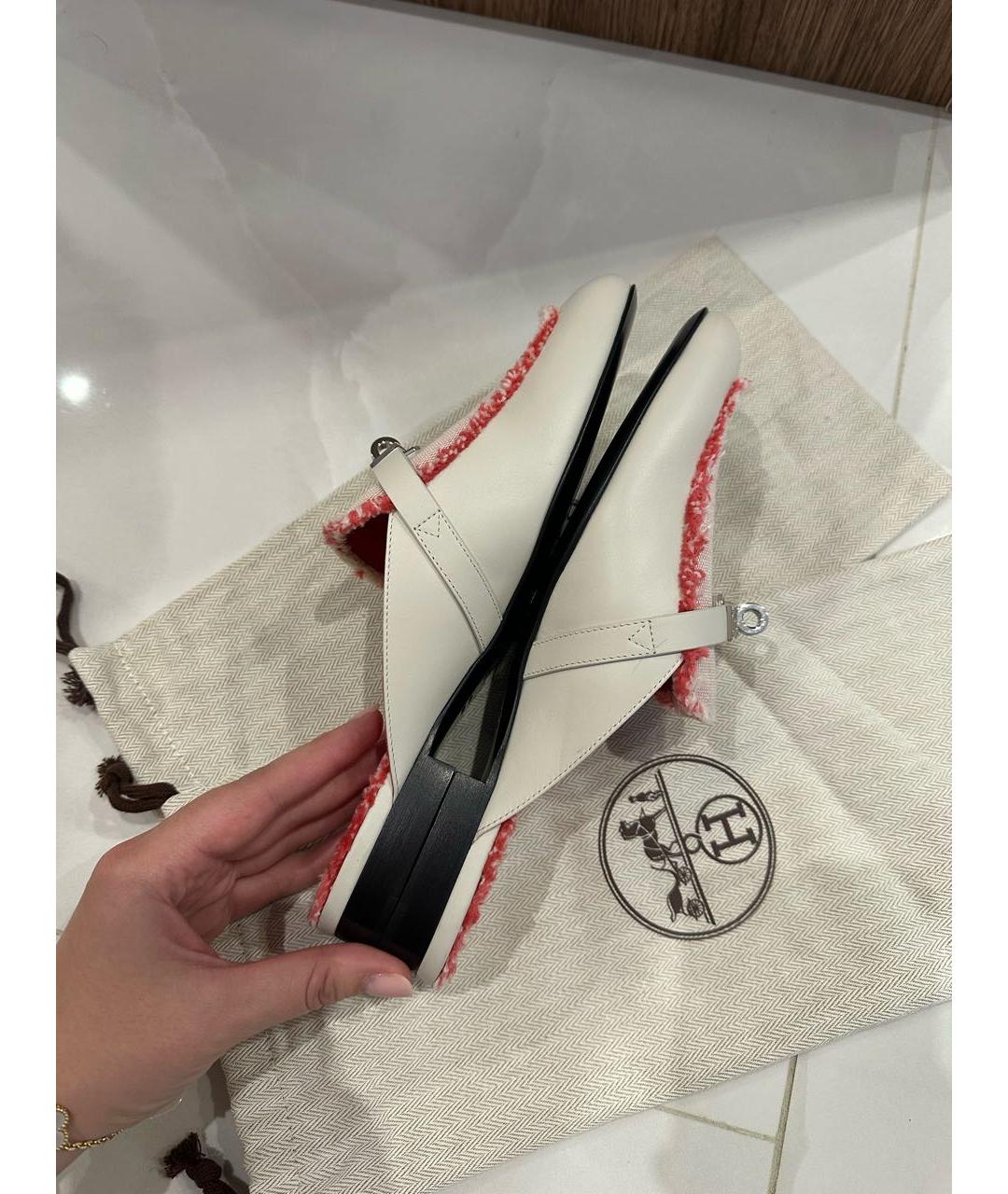 HERMES Розовые кожаные мюли, фото 5
