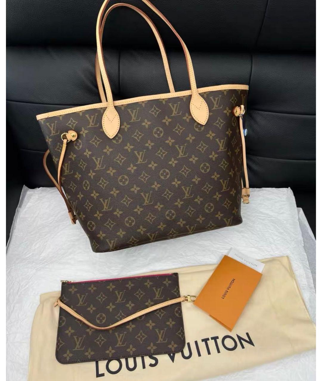 LOUIS VUITTON Коричневая канва сумка тоут, фото 3