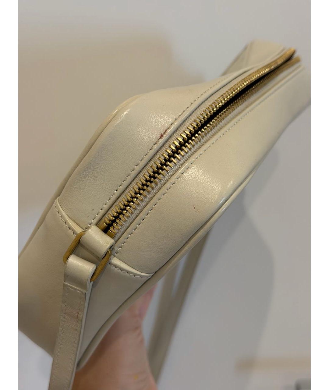 SAINT LAURENT Бежевая кожаная сумка через плечо, фото 2