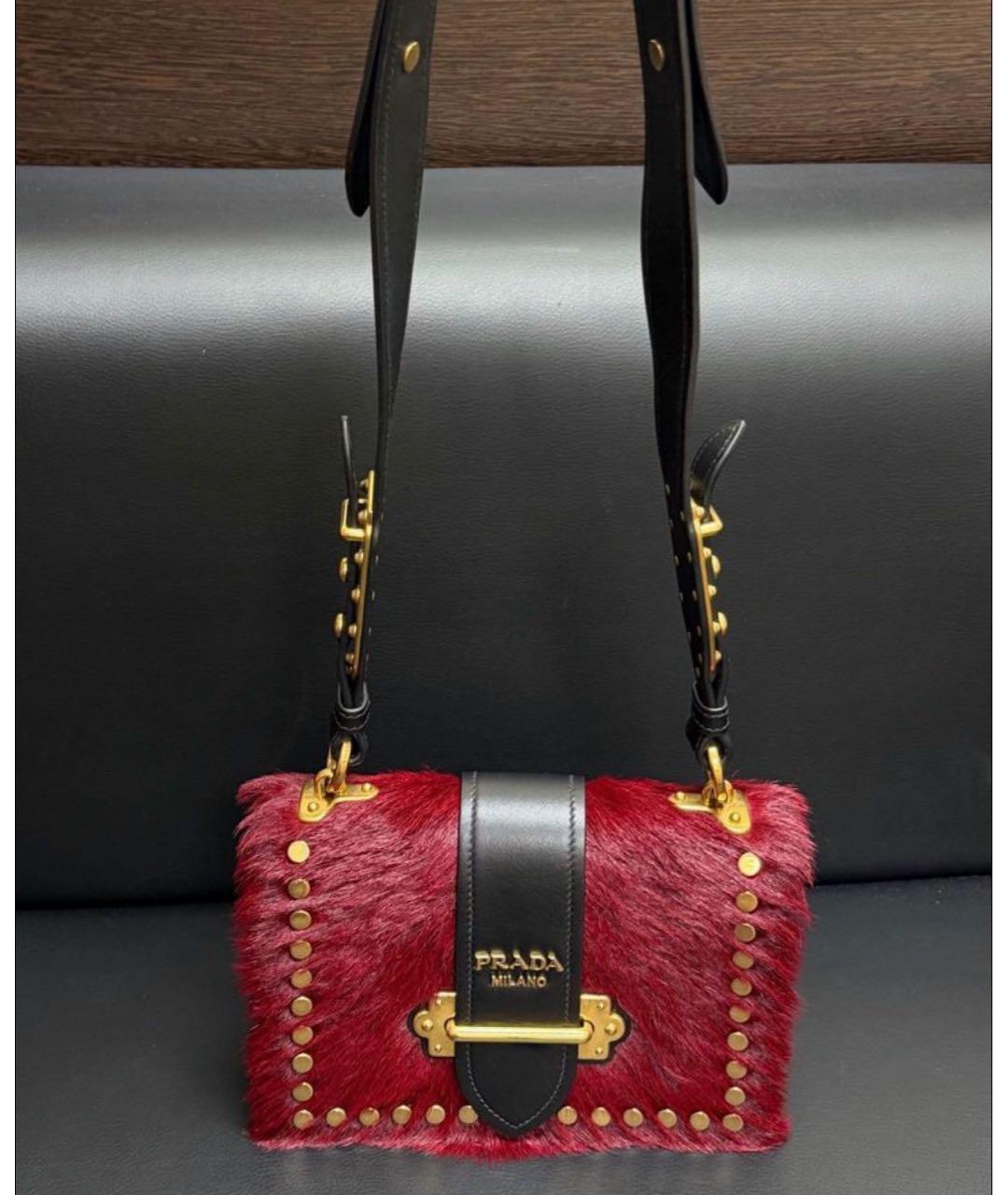 PRADA Бордовая кожаная сумка через плечо, фото 4