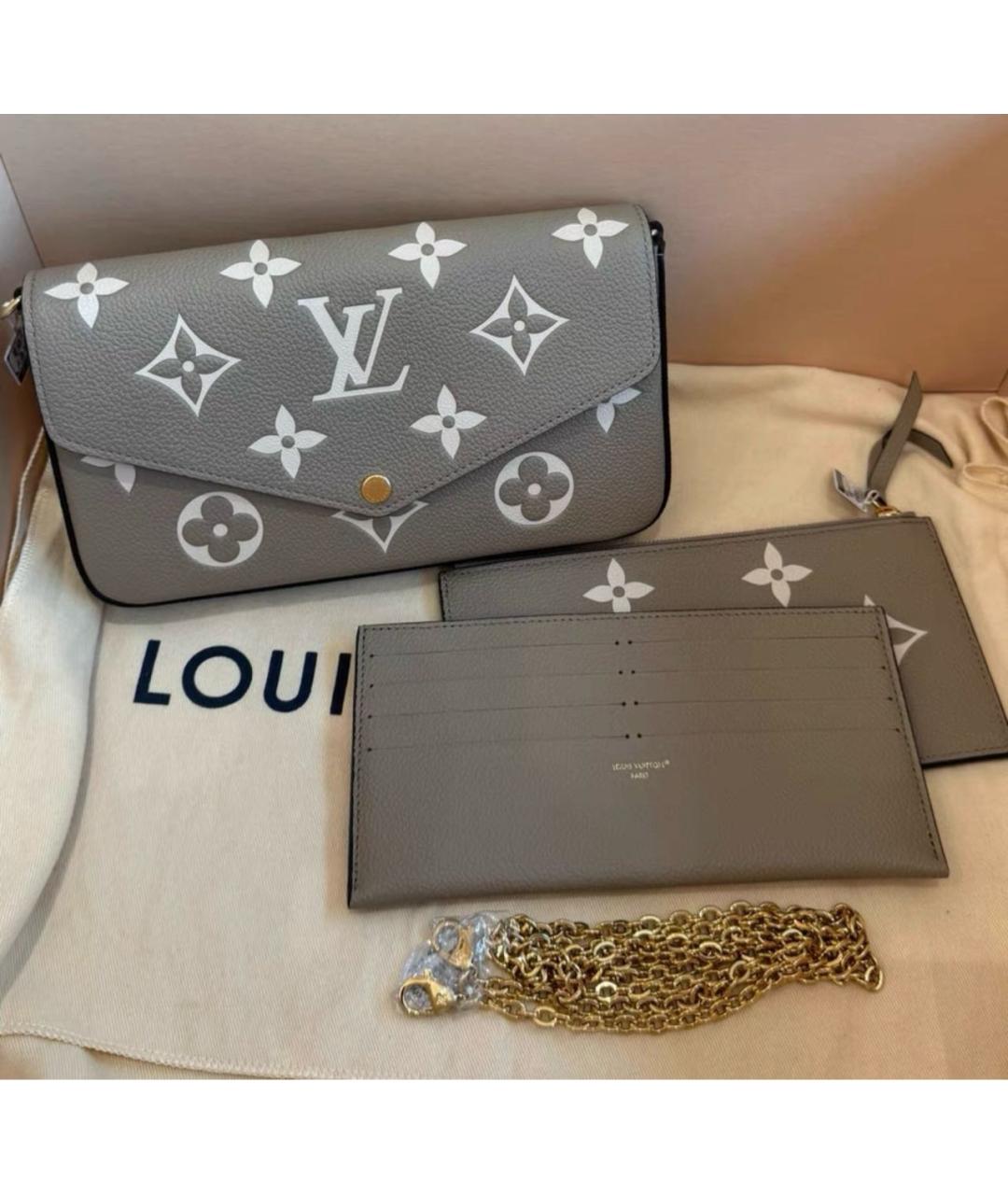 LOUIS VUITTON Бежевая кожаная сумка через плечо, фото 3