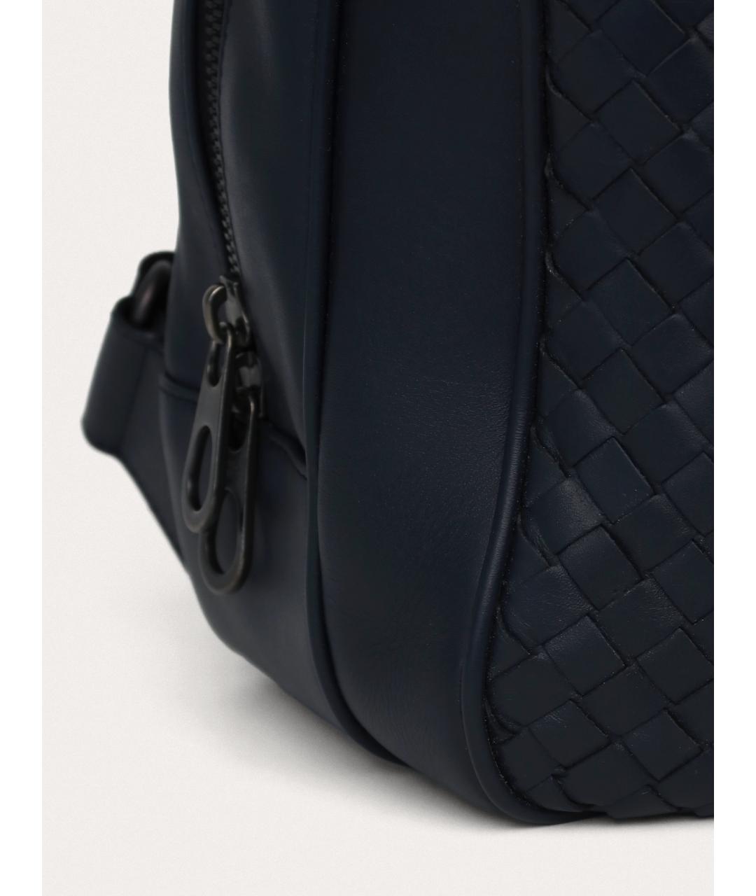 BOTTEGA VENETA Синий кожаный рюкзак, фото 7