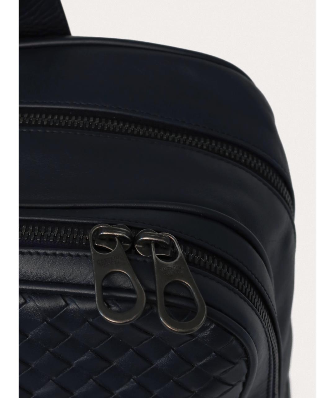 BOTTEGA VENETA Синий кожаный рюкзак, фото 5