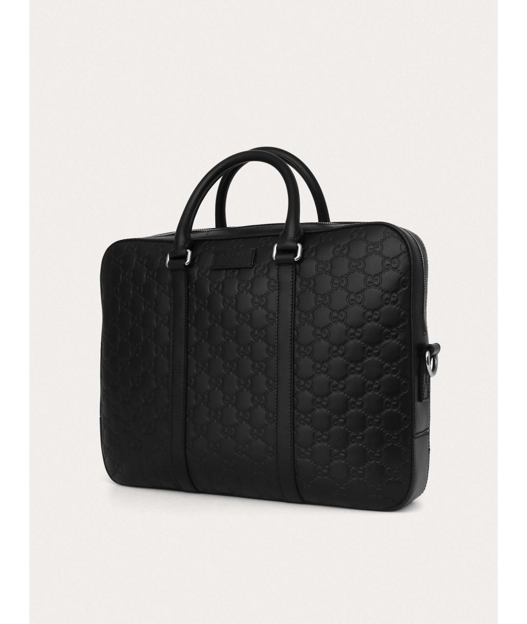 GUCCI Черный кожаный портфель, фото 2