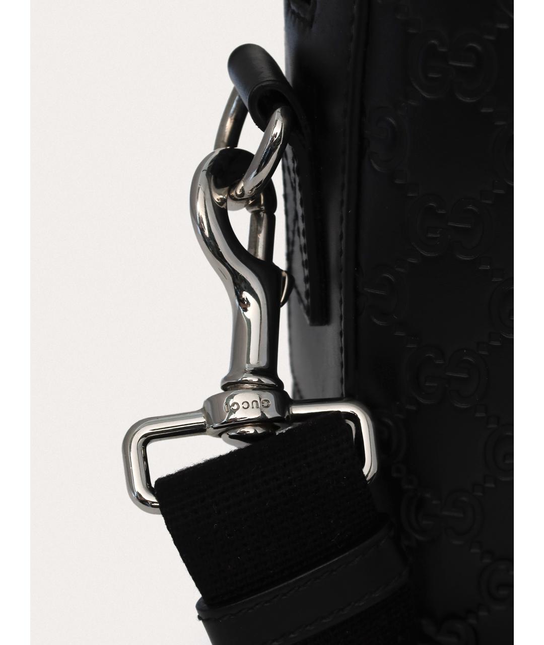 GUCCI Черный кожаный портфель, фото 5