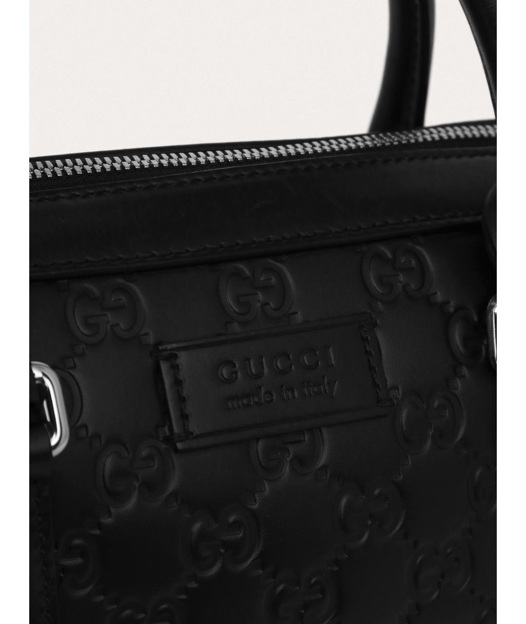 GUCCI Черный кожаный портфель, фото 7