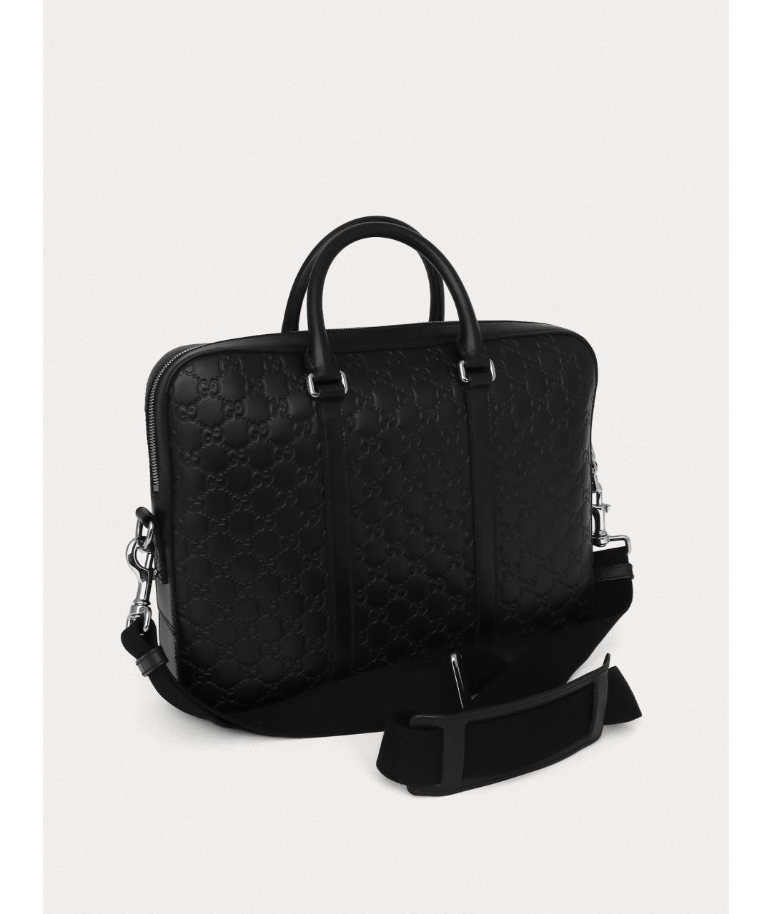 GUCCI Черный кожаный портфель, фото 3