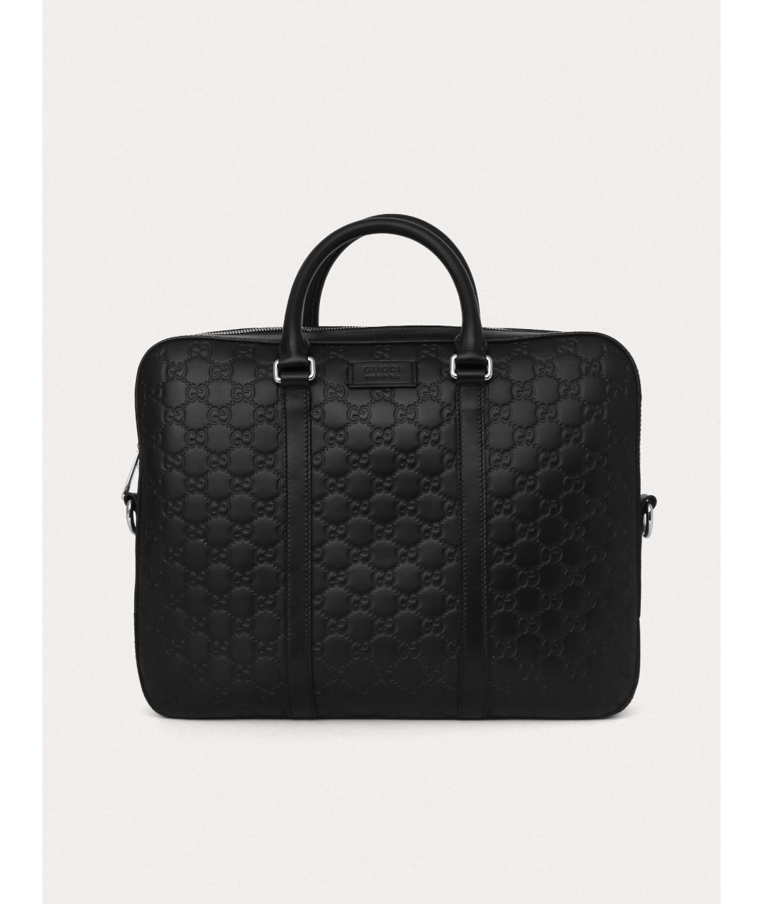 GUCCI Черный кожаный портфель, фото 9