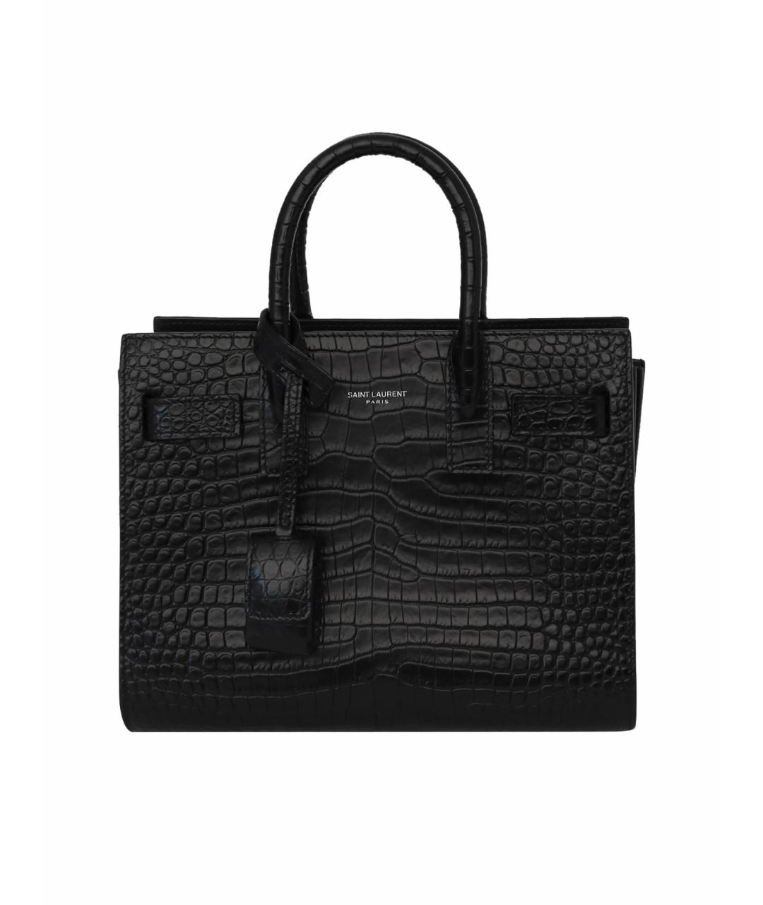 SAINT LAURENT Черная кожаная сумка с короткими ручками, фото 1