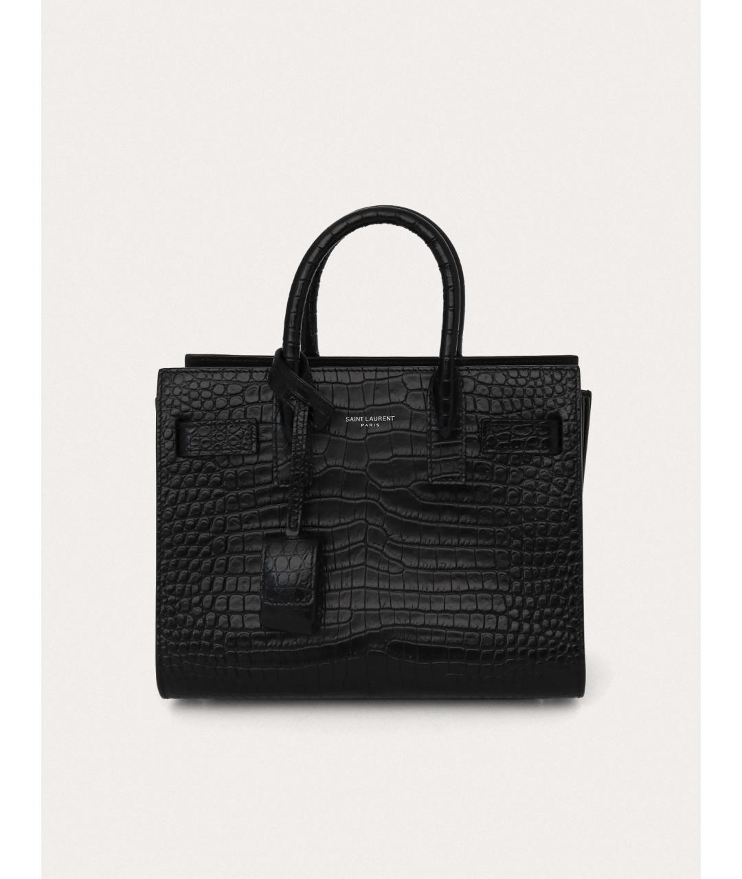 SAINT LAURENT Черная кожаная сумка с короткими ручками, фото 9