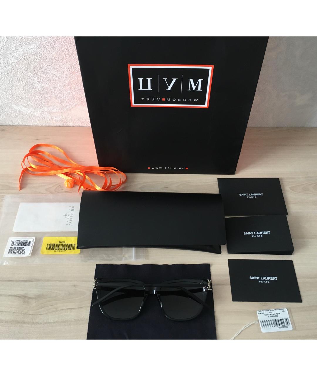 SAINT LAURENT Черные металлические солнцезащитные очки, фото 9