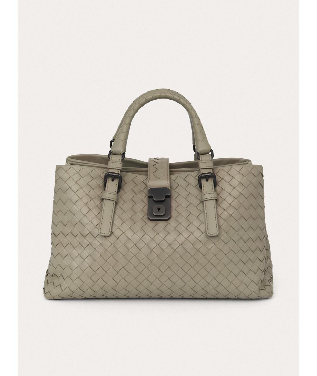 BOTTEGA VENETA Серая кожаная сумка с короткими ручками, фото 9