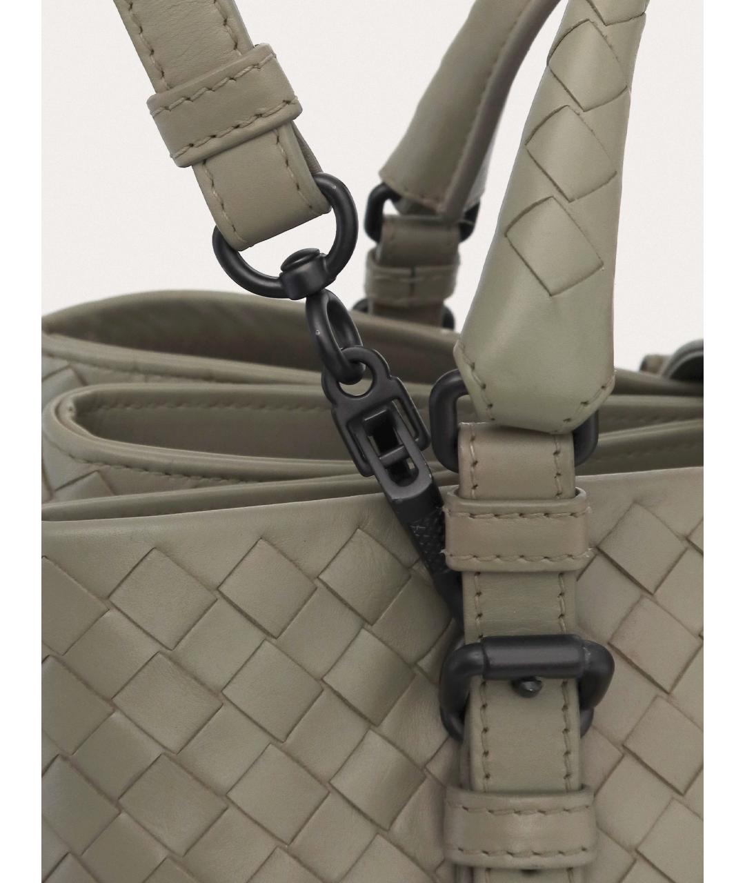 BOTTEGA VENETA Серая кожаная сумка с короткими ручками, фото 7