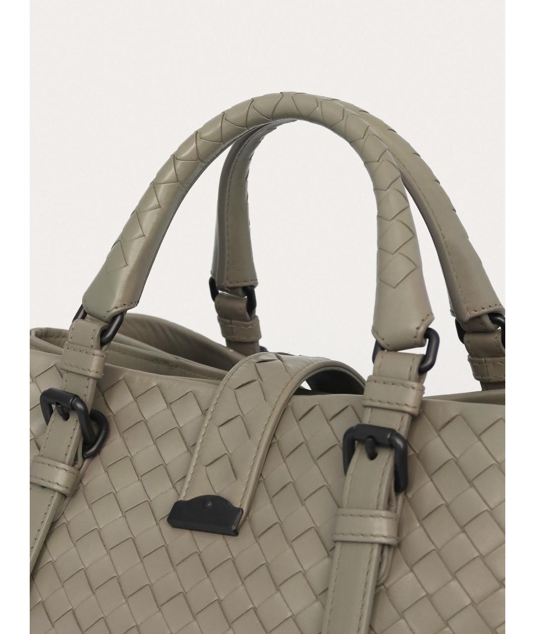 BOTTEGA VENETA Серая кожаная сумка с короткими ручками, фото 5