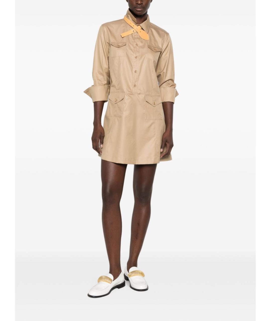 CELINE Бежевое шерстяное повседневное платье, фото 4