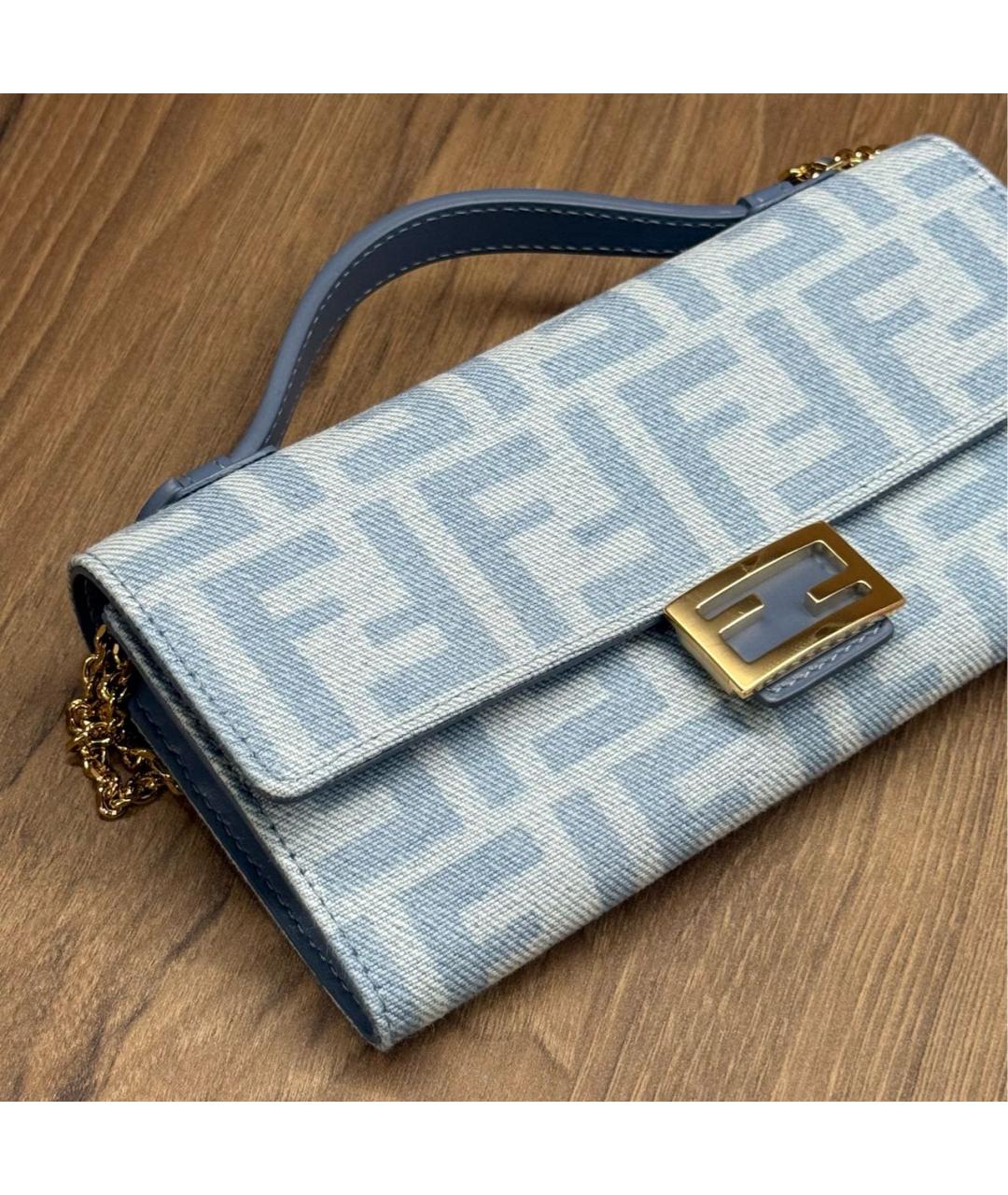 FENDI Голубая тканевая сумка через плечо, фото 6