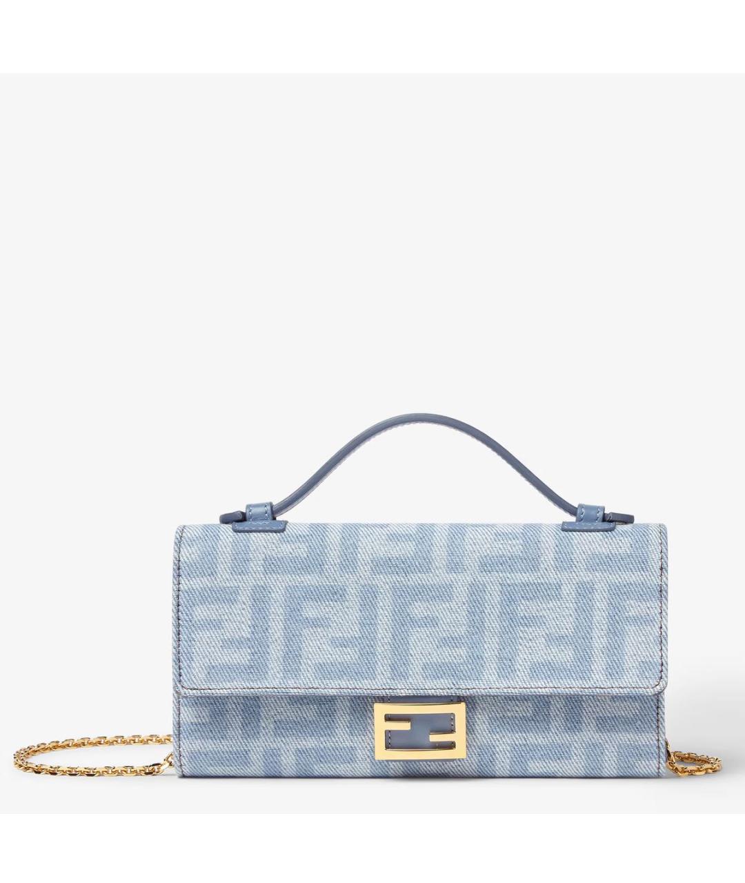 FENDI Голубая тканевая сумка через плечо, фото 7