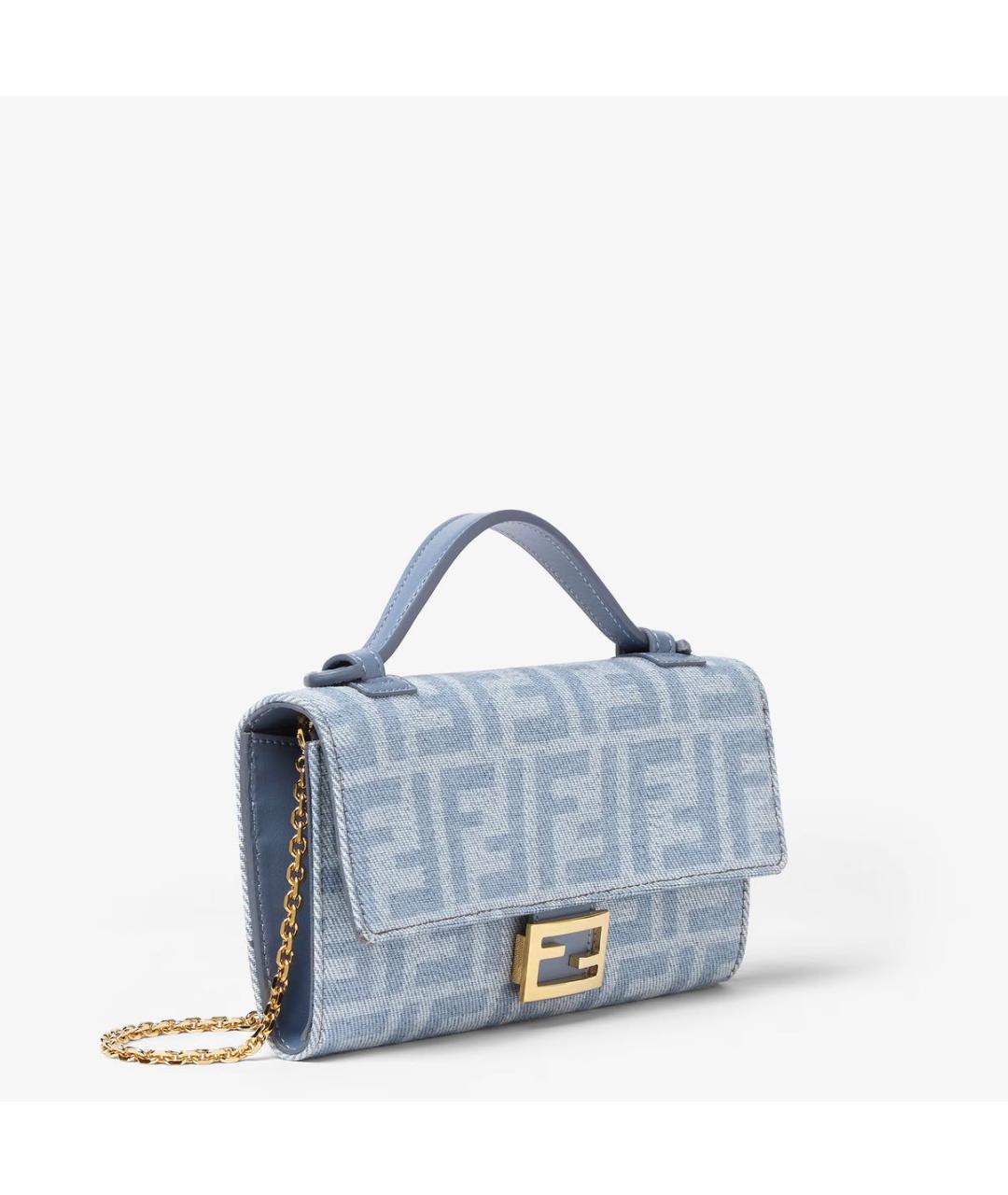 FENDI Голубая тканевая сумка через плечо, фото 2