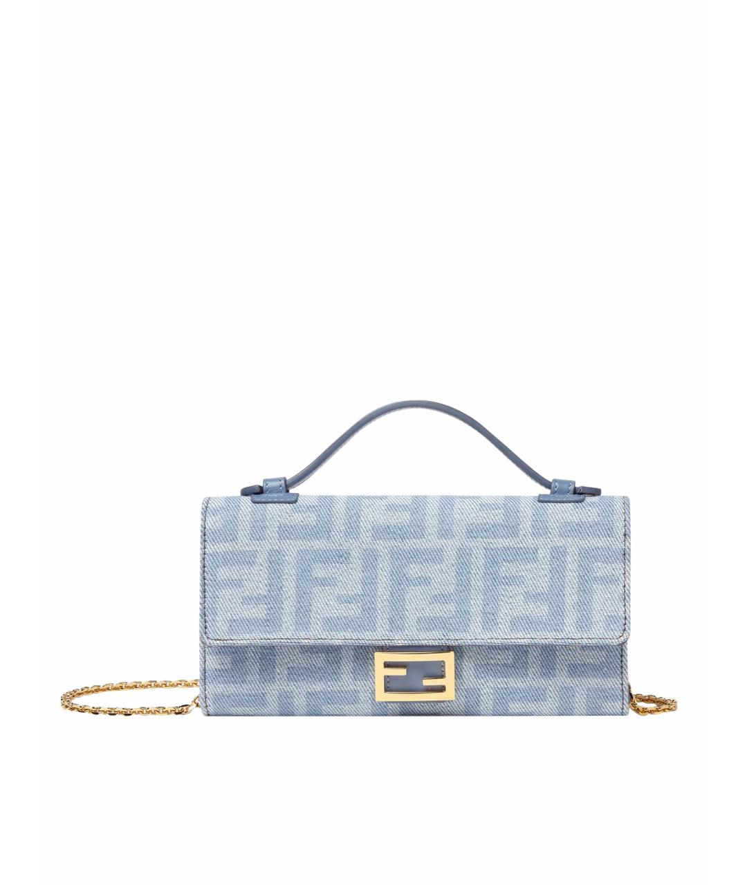 FENDI Голубая тканевая сумка через плечо, фото 1